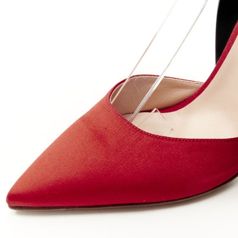 MONSE MONSE Runway red satin black punk ankle strap pump EU39 Size US 9 / IT 39 - 7 Thumbnail