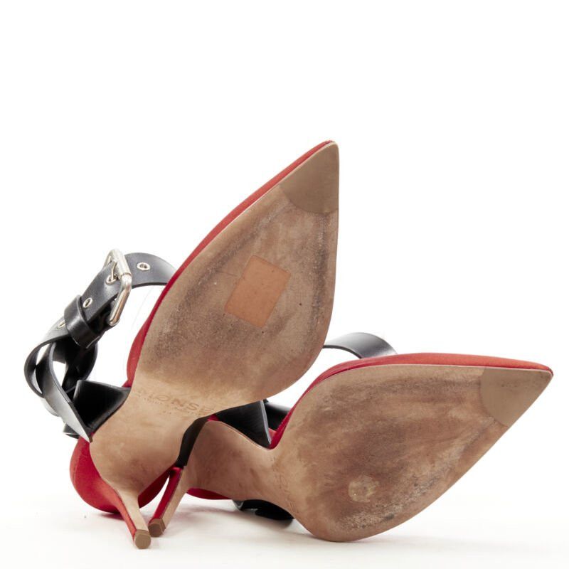 MONSE MONSE Runway red satin black punk ankle strap pump EU39 Size US 9 / IT 39 - 11 Thumbnail