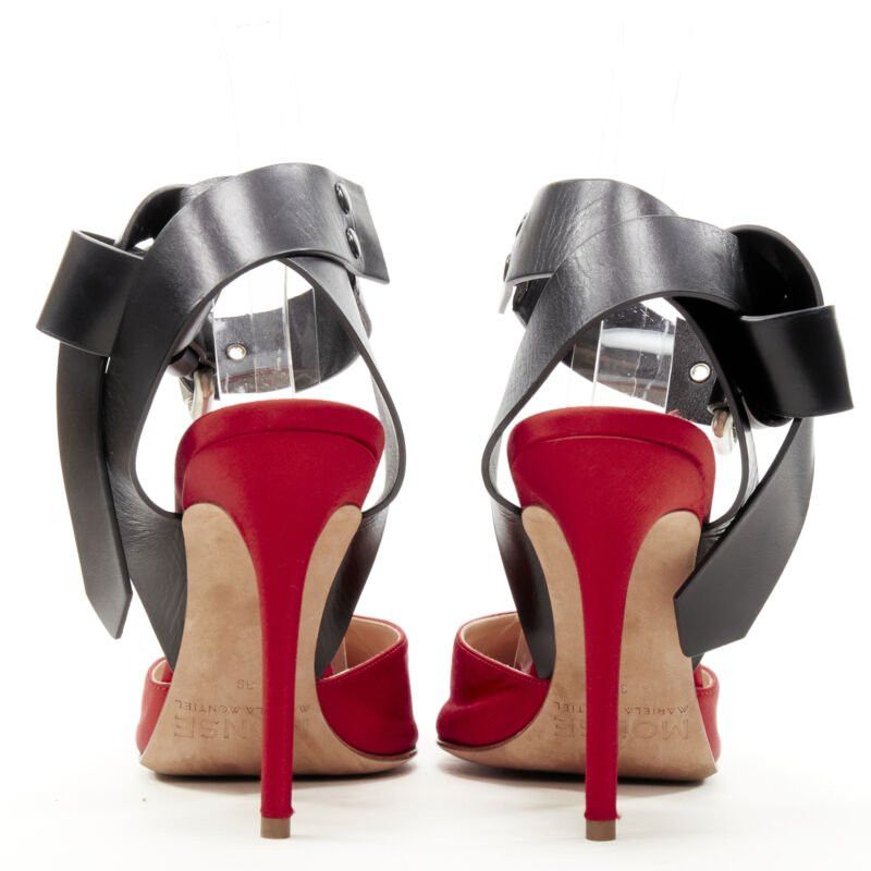 MONSE MONSE Runway red satin black punk ankle strap pump EU39 Size US 9 / IT 39 - 5 Thumbnail