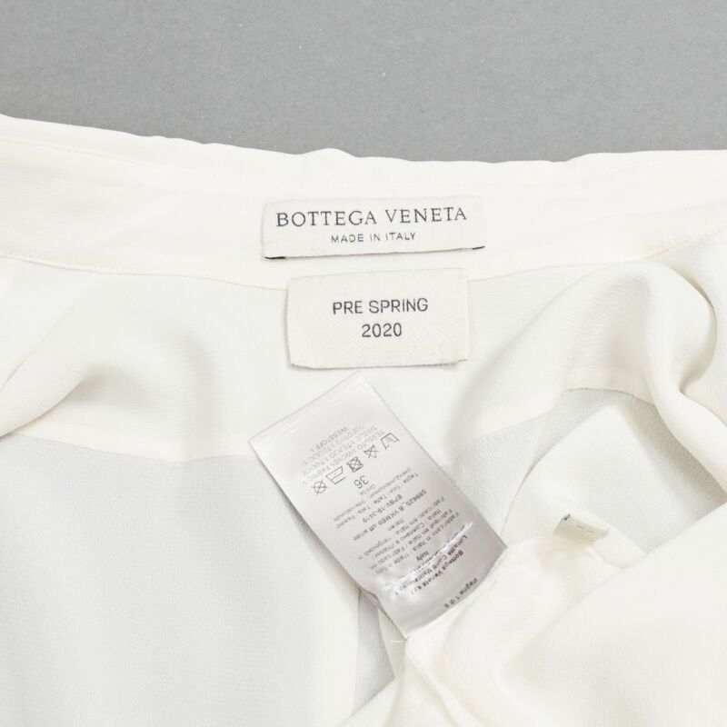 Bottega Veneta BOTTEGA VENETA 2020 100% silk quilte padded bib collar long line shirt IT38 XS Size XS / US 0-2 / IT 36-38 - 9 Thumbnail