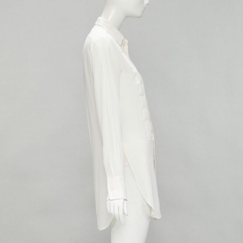 Bottega Veneta BOTTEGA VENETA 2020 100% silk quilte padded bib collar long line shirt IT38 XS Size XS / US 0-2 / IT 36-38 - 4 Thumbnail