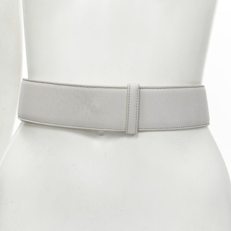 Jil Sander JIL SANDER light grey minimalist wide leather waist belt 75cm Size ONE SIZE - 2 Thumbnail