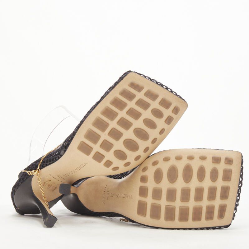 Bottega Veneta new BOTTEGA VENETA DANIEL LEE black net mesh square toe gold chain heel EU38.5 Size US 8.5 / IT 38.5 - 11 Thumbnail
