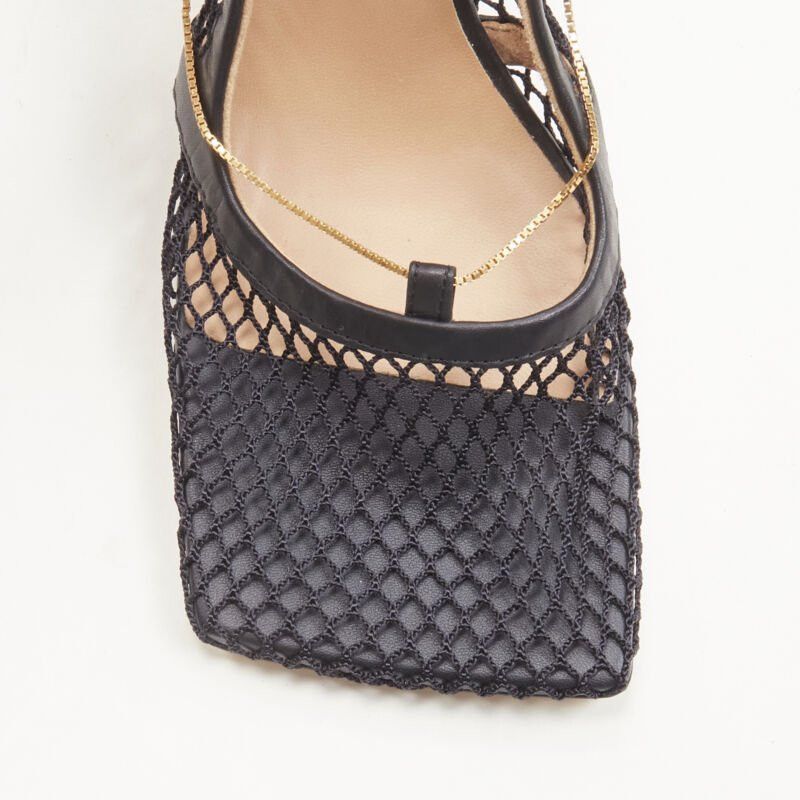 Bottega Veneta new BOTTEGA VENETA DANIEL LEE black net mesh square toe gold chain heel EU38.5 Size US 8.5 / IT 38.5 - 6 Thumbnail