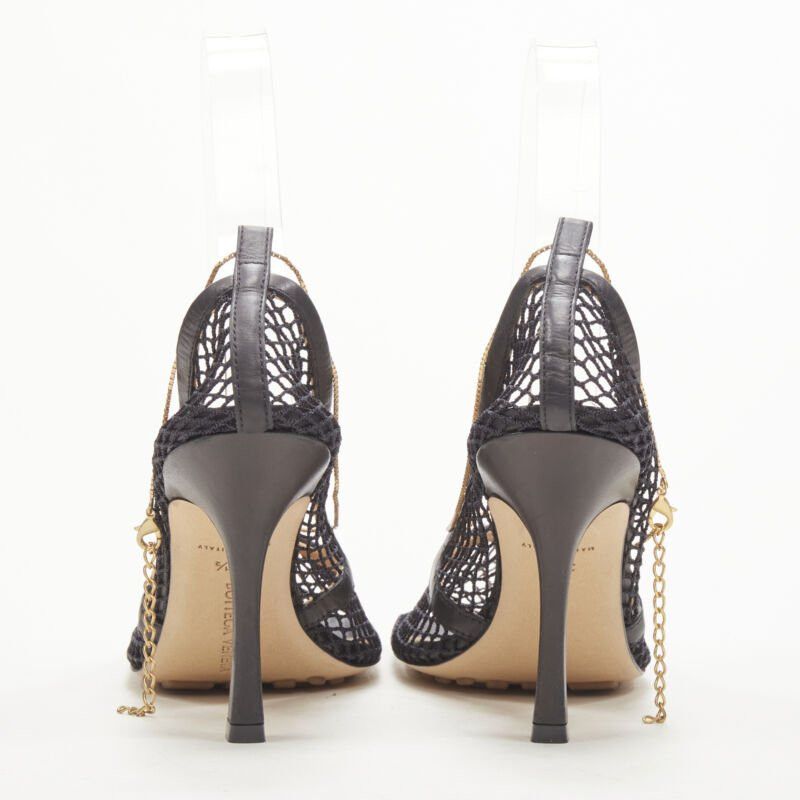 Bottega Veneta new BOTTEGA VENETA DANIEL LEE black net mesh square toe gold chain heel EU38.5 Size US 8.5 / IT 38.5 - 5 Thumbnail
