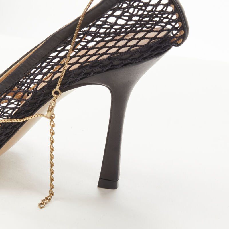 Bottega Veneta new BOTTEGA VENETA DANIEL LEE black net mesh square toe gold chain heel EU38.5 Size US 8.5 / IT 38.5 - 8 Thumbnail