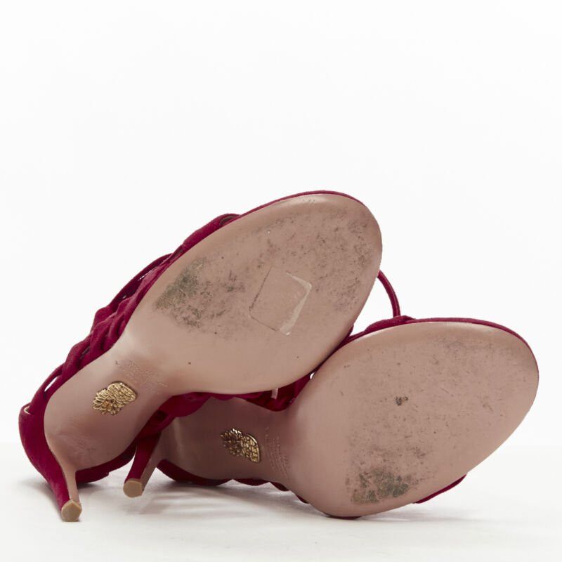 Aquazzura AQUAZZURA Amazon dark red suede lace up sandals high heels EU38 Size US 8 / IT 38 - 11 Thumbnail