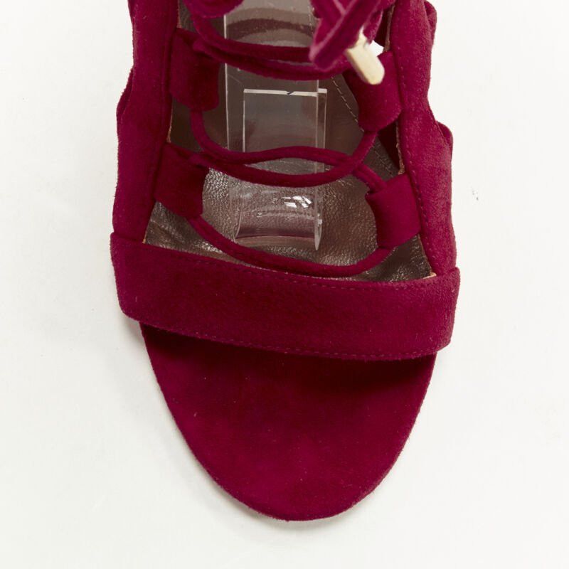 Aquazzura AQUAZZURA Amazon dark red suede lace up sandals high heels EU38 Size US 8 / IT 38 - 6 Thumbnail