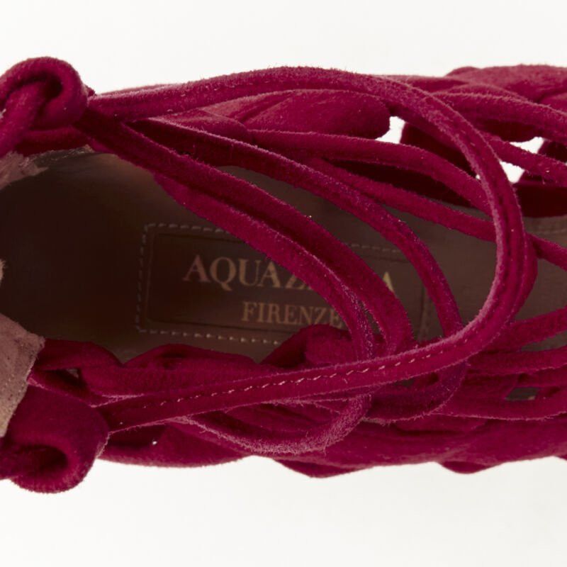 Aquazzura AQUAZZURA Amazon dark red suede lace up sandals high heels EU38 Size US 8 / IT 38 - 9 Thumbnail
