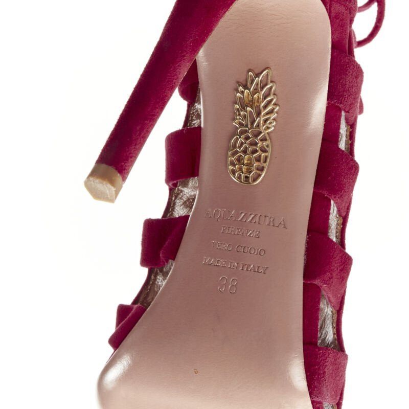 Aquazzura AQUAZZURA Amazon dark red suede lace up sandals high heels EU38 Size US 8 / IT 38 - 10 Thumbnail