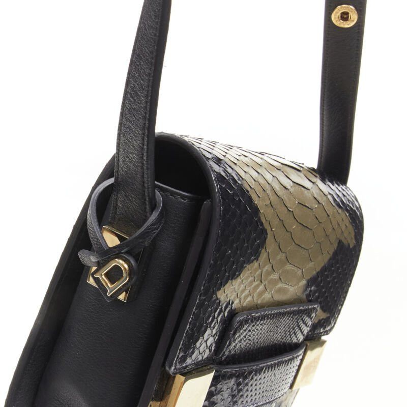 Delvaux rare DELVAUX Le Madame black gold spray painted scaled leather crossbody box bag Size ONE SIZE - 7 Thumbnail