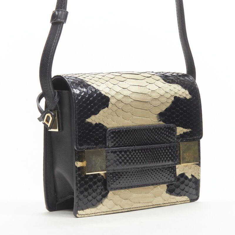 Delvaux rare DELVAUX Le Madame black gold spray painted scaled leather crossbody box bag Size ONE SIZE - 3 Thumbnail