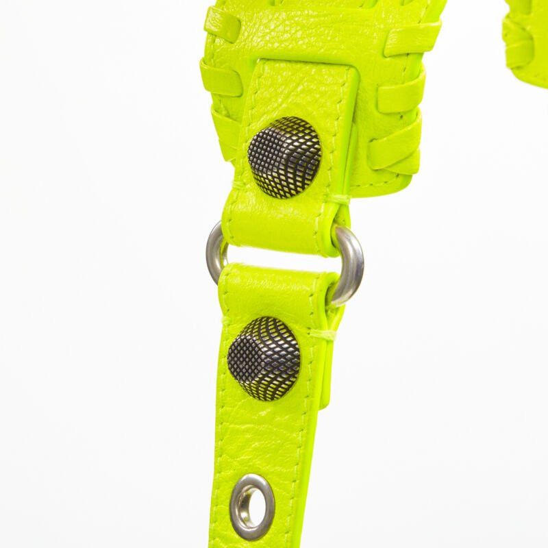 Balenciaga BALENCIAGA DEMNA LE Cagole XS neon yellow silver stud crossbody Motocross bag Size ONE SIZE - 8 Thumbnail
