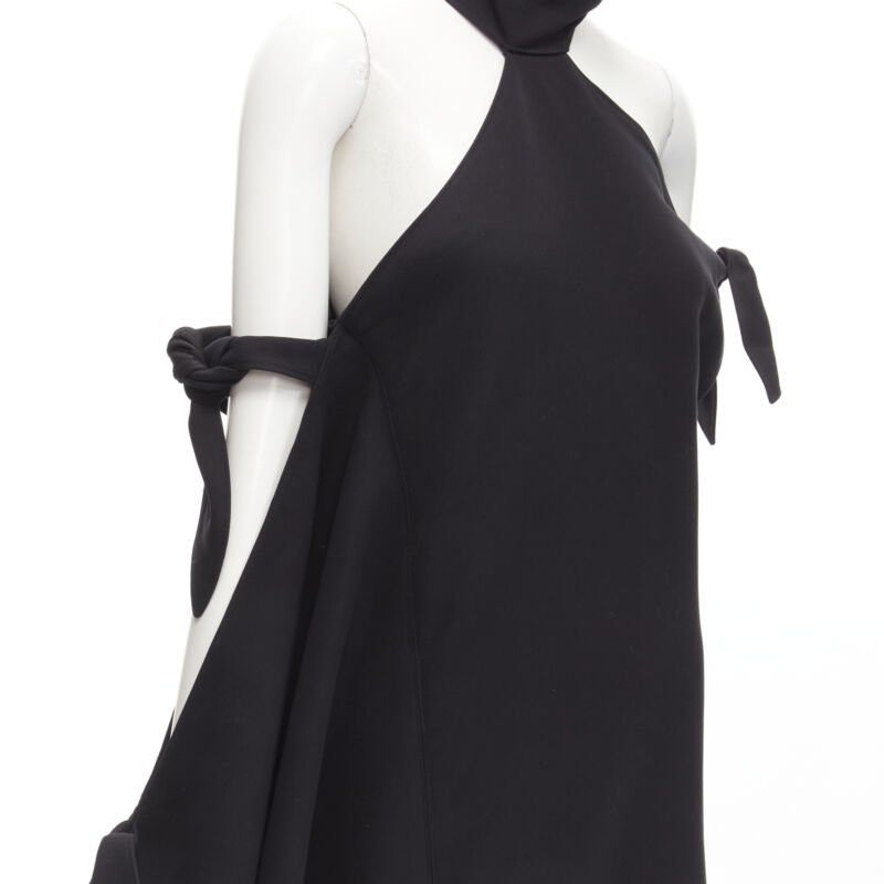 Rosie Assoulin ROSIE ASSOULIN 2015 Runway black cold shoulder high slit halter gown dress US2 S Size S / US 4 / IT 40 - 8 Thumbnail