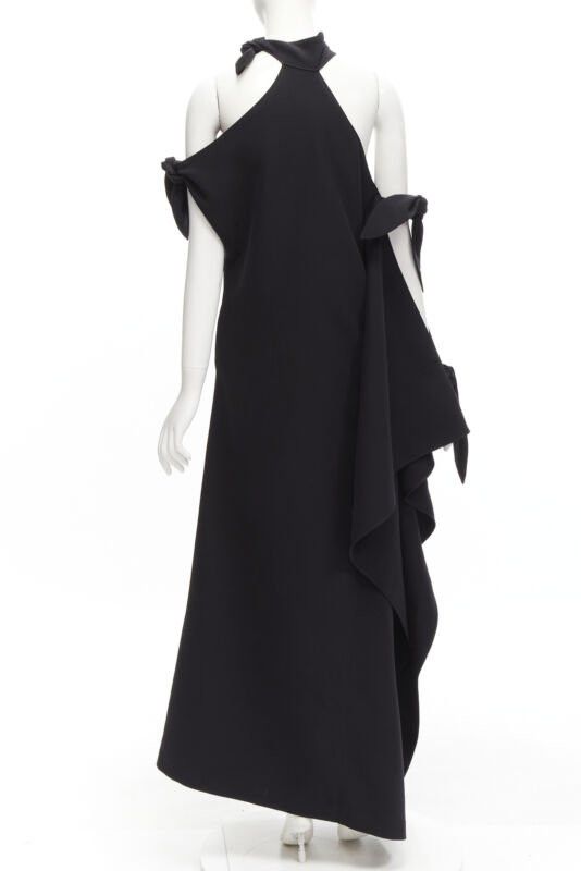 Rosie Assoulin ROSIE ASSOULIN 2015 Runway black cold shoulder high slit halter gown dress US2 S Size S / US 4 / IT 40 - 5 Thumbnail