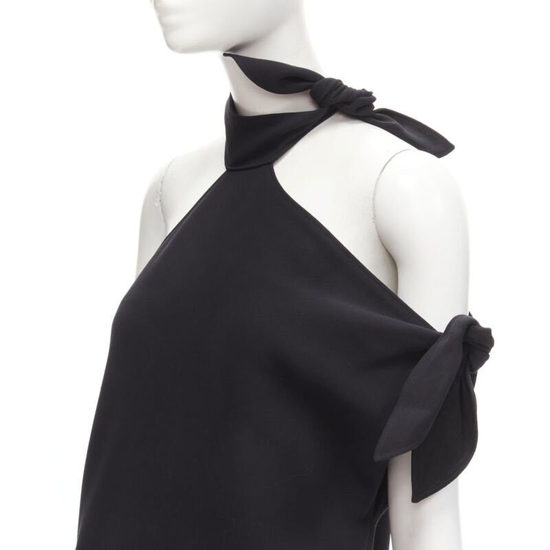 Rosie Assoulin ROSIE ASSOULIN 2015 Runway black cold shoulder high slit halter gown dress US2 S Size S / US 4 / IT 40 - 2 Thumbnail