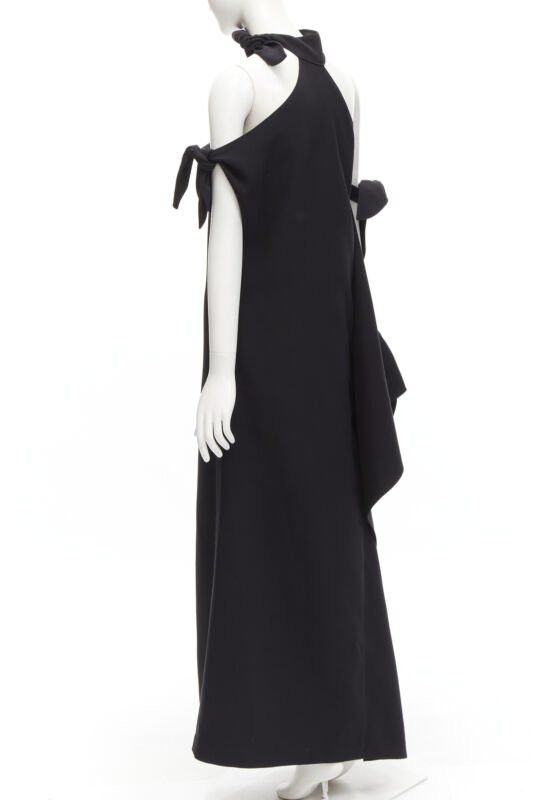 Rosie Assoulin ROSIE ASSOULIN 2015 Runway black cold shoulder high slit halter gown dress US2 S Size S / US 4 / IT 40 - 6 Thumbnail
