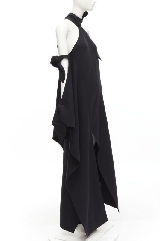 Rosie Assoulin ROSIE ASSOULIN 2015 Runway black cold shoulder high slit halter gown dress US2 S Size S / US 4 / IT 40 - 3 Thumbnail
