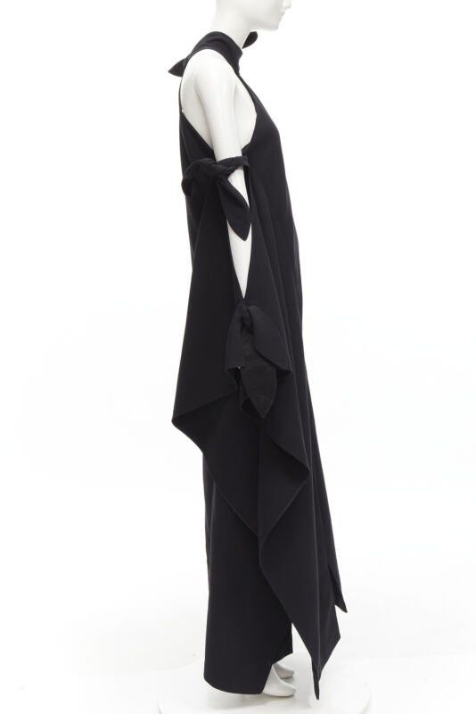 Rosie Assoulin ROSIE ASSOULIN 2015 Runway black cold shoulder high slit halter gown dress US2 S Size S / US 4 / IT 40 - 4 Thumbnail