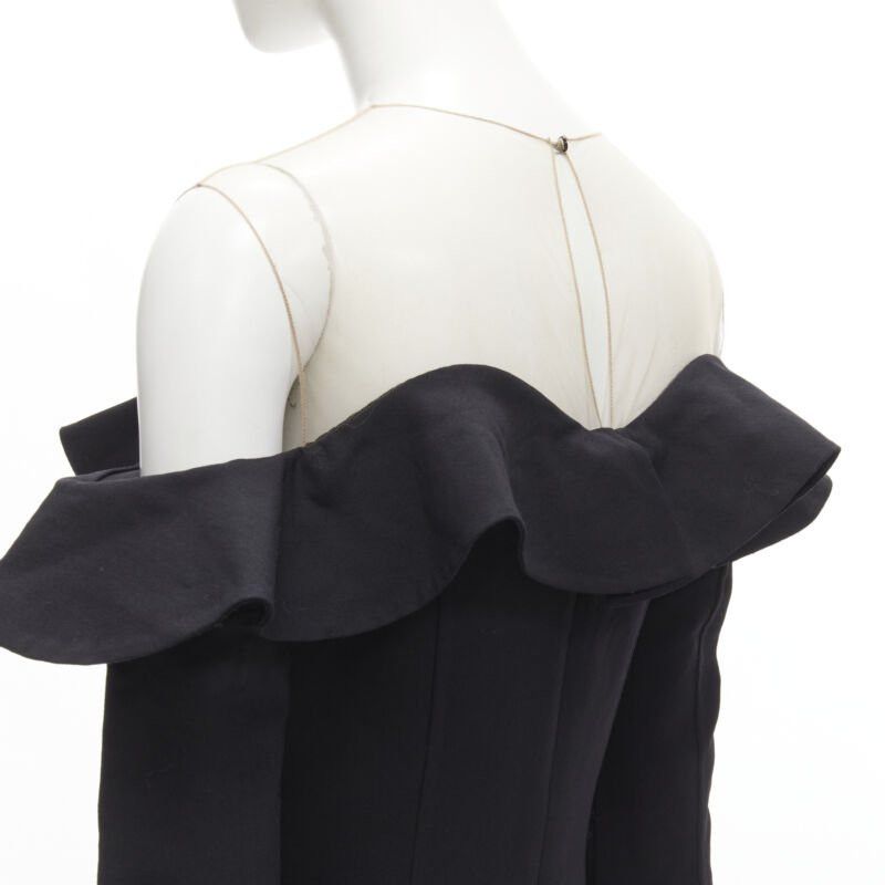 Oscar De La Renta OSCAR DE LA RENTA 2018 sheer yoke ruffle off shoulder flute skirt dress US6 S Size M / US 6-8 / IT 42-44 - 7 Thumbnail