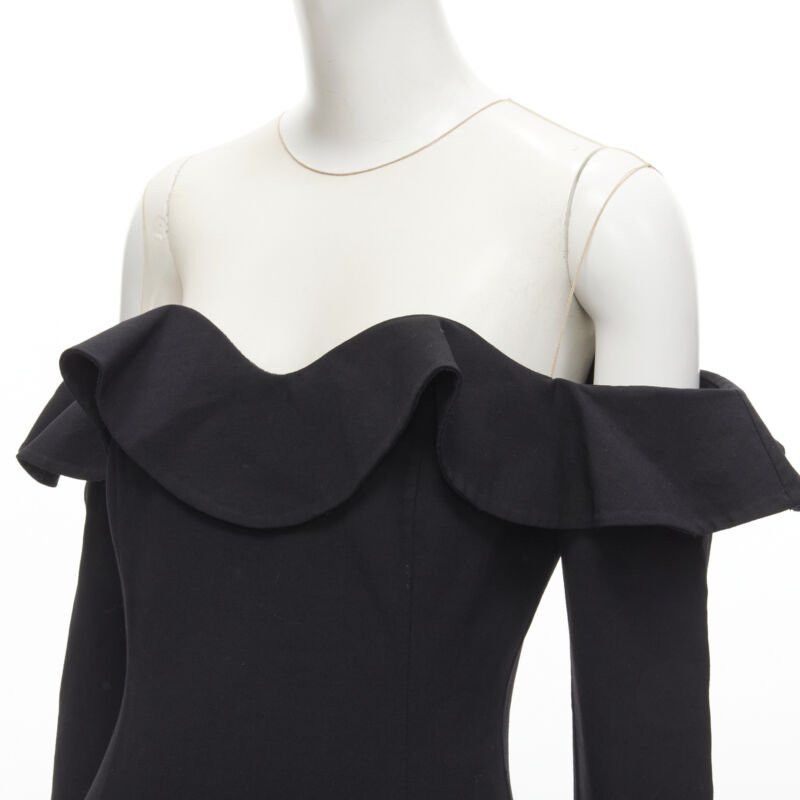 Oscar De La Renta OSCAR DE LA RENTA 2018 sheer yoke ruffle off shoulder flute skirt dress US6 S Size M / US 6-8 / IT 42-44 - 2 Thumbnail