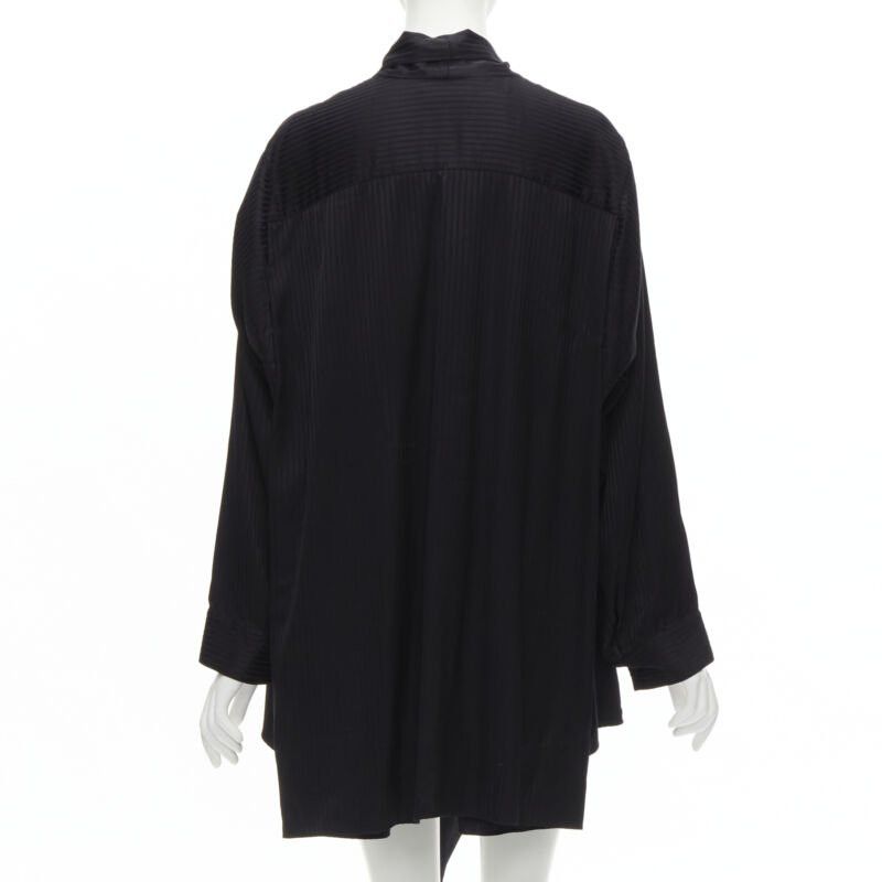 Balenciaga BALENCIAGA 2020 Demna black striped pussy bow cascade hem oversized shirt FR36 S Size S / US 4 / IT 40 - 4 Thumbnail