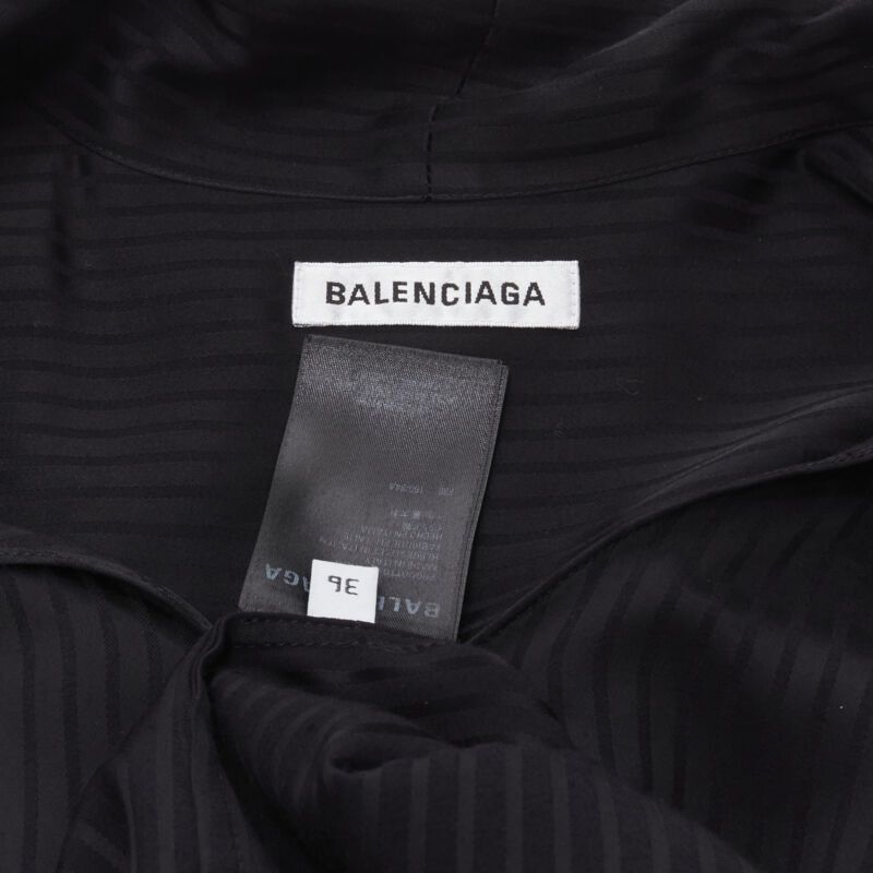 Balenciaga BALENCIAGA 2020 Demna black striped pussy bow cascade hem oversized shirt FR36 S Size S / US 4 / IT 40 - 9 Thumbnail