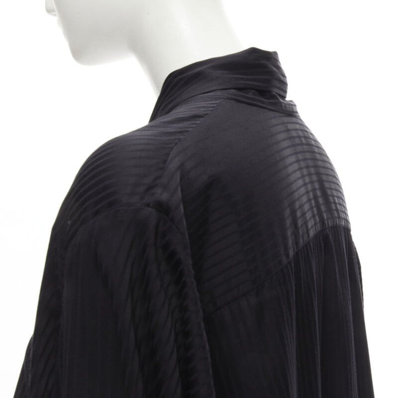 Balenciaga BALENCIAGA 2020 Demna black striped pussy bow cascade hem oversized shirt FR36 S Size S / US 4 / IT 40 - 7 Thumbnail
