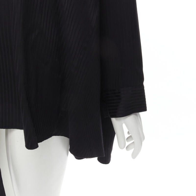 Balenciaga BALENCIAGA 2020 Demna black striped pussy bow cascade hem oversized shirt FR36 S Size S / US 4 / IT 40 - 8 Thumbnail