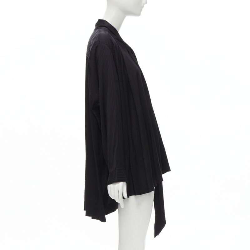 Balenciaga BALENCIAGA 2020 Demna black striped pussy bow cascade hem oversized shirt FR36 S Size S / US 4 / IT 40 - 3 Thumbnail