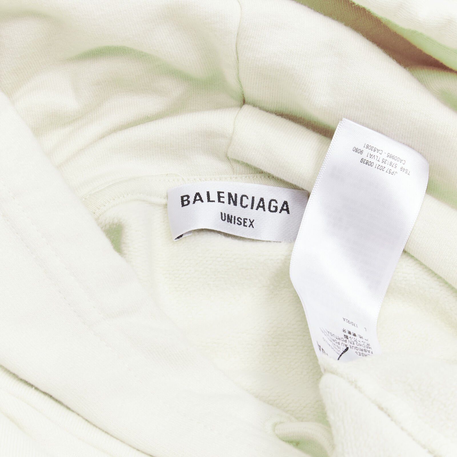 Balenciaga BALENCIAGA Demna 2021 ecru cotton logo embroidery oversized hoodie sweatshirt L Size US L / EU 52-54 / 3 - 9 Thumbnail