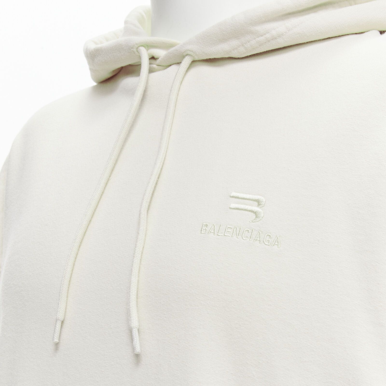 Balenciaga BALENCIAGA Demna 2021 ecru cotton logo embroidery oversized hoodie sweatshirt L Size US L / EU 52-54 / 3 - 2 Thumbnail
