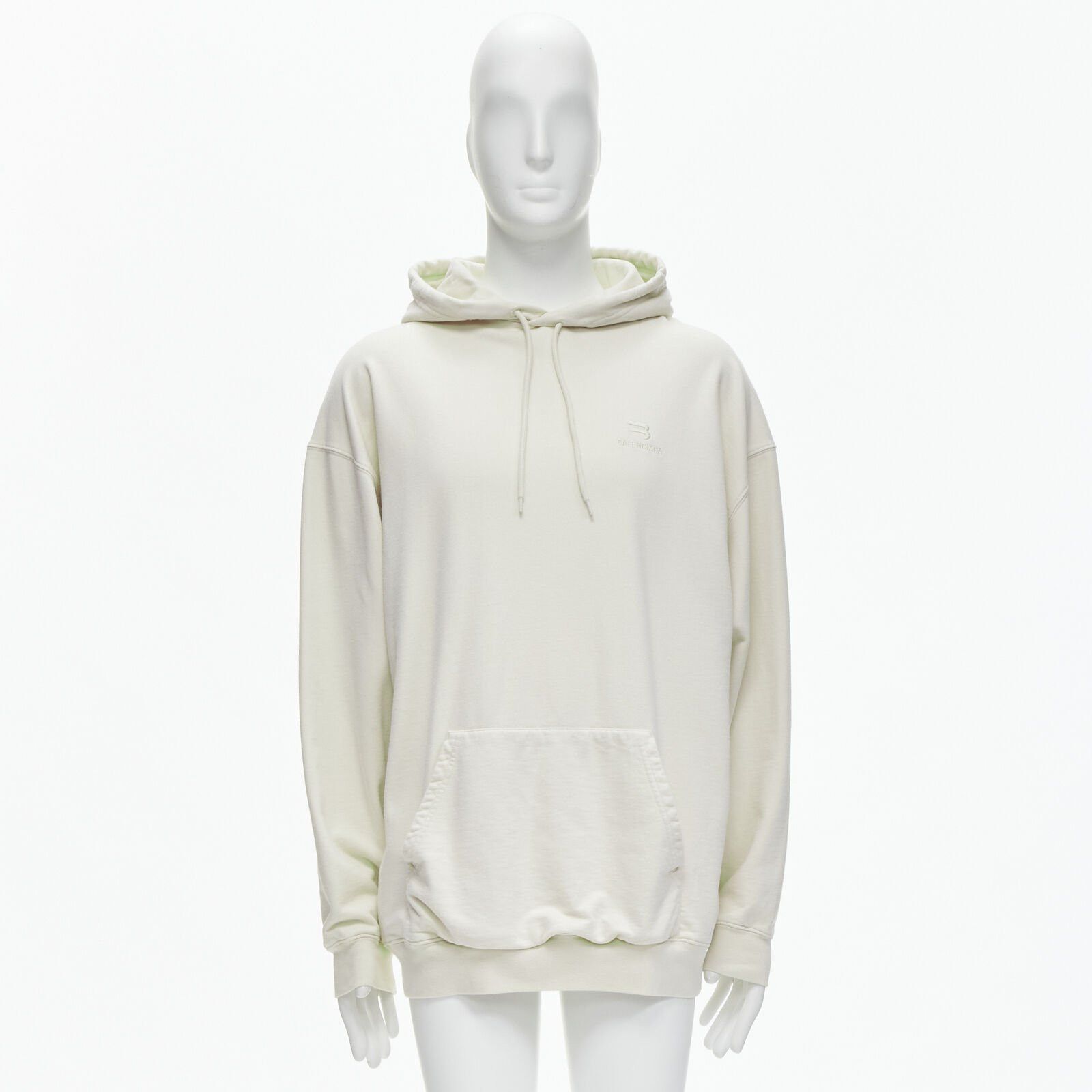 Balenciaga BALENCIAGA Demna 2021 ecru cotton logo embroidery oversized hoodie sweatshirt L Size US L / EU 52-54 / 3 - 10 Thumbnail
