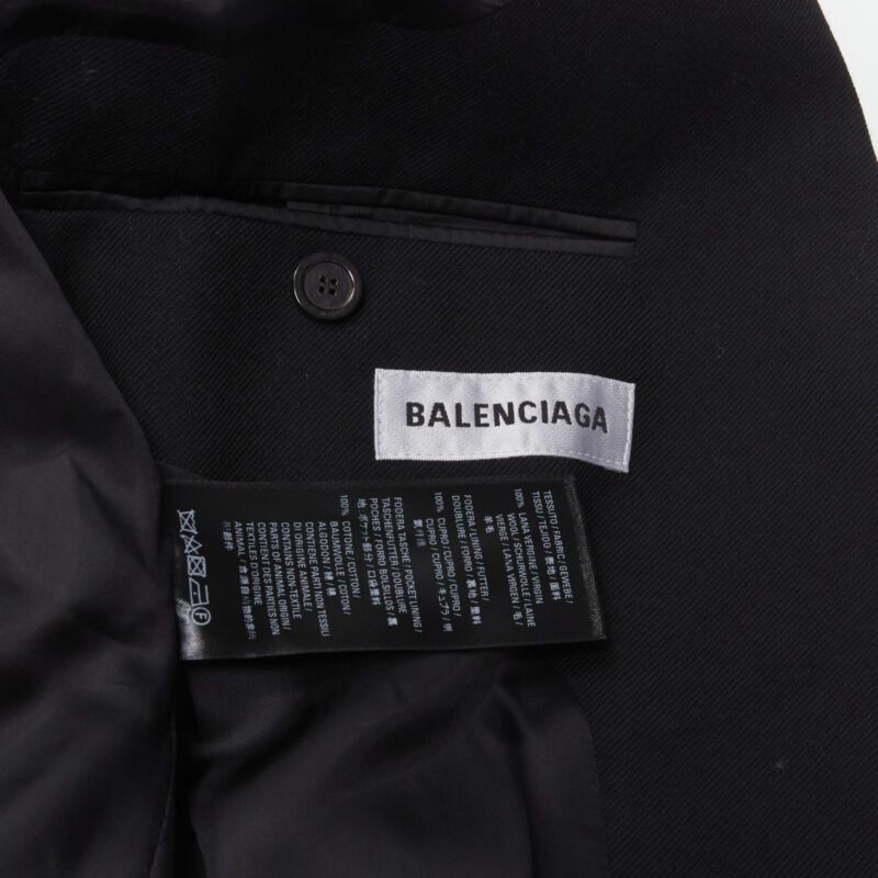 Balenciaga BALENCIAGA DEMNA 2019 black wool power padded shoulder oversized blazer FR34 XS Size XS / US 0-2 / IT 36-38 - 9 Thumbnail