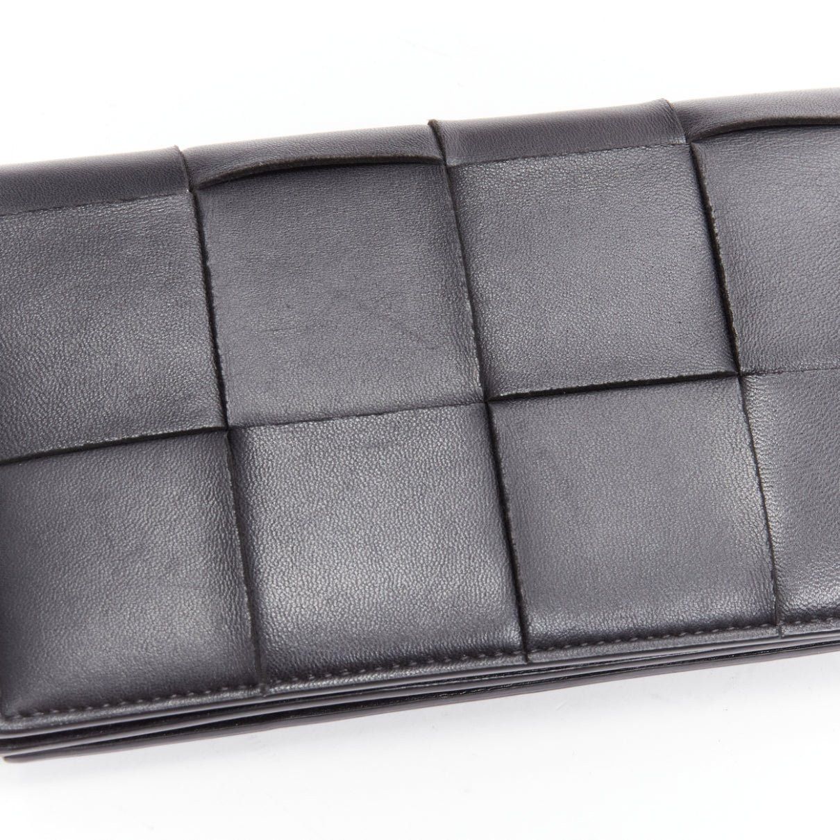 Bottega Veneta BOTTEGA VENETA Cassette black maxi woven intrecciato leather flap crossbody mini wallet bag Size ONE SIZE - 6 Thumbnail