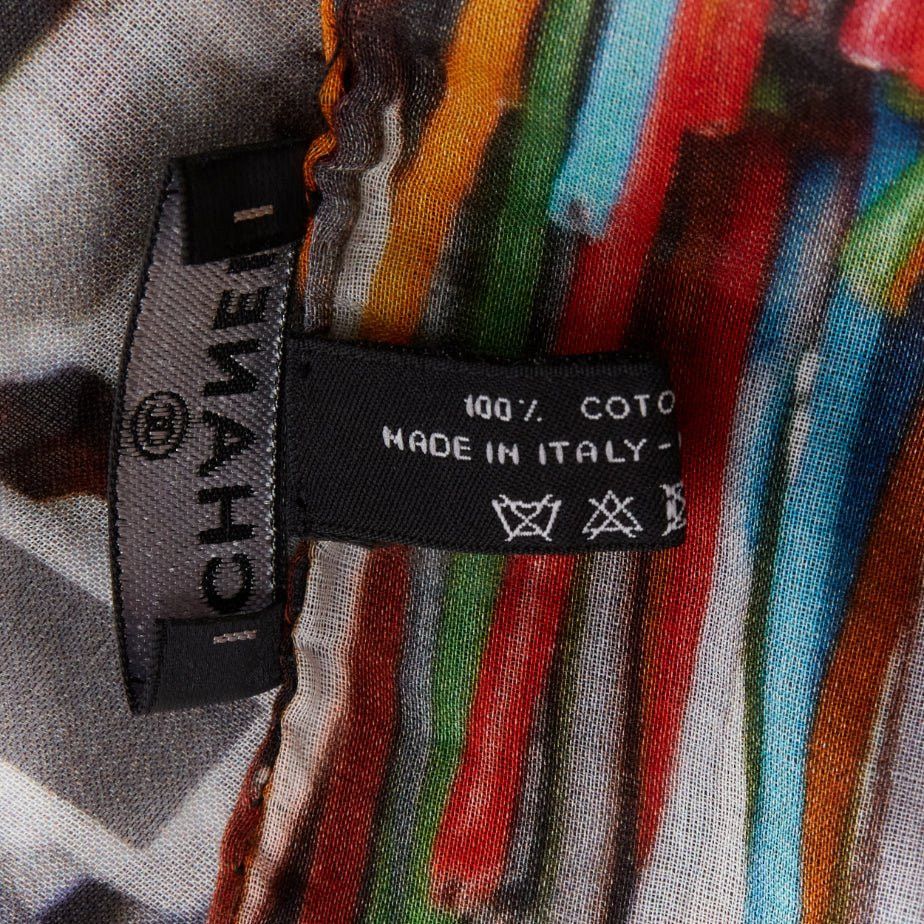 Chanel CHANEL multicolor 100% cotton CC logo data centre number print scarf Size ONE SIZE - 8 Thumbnail