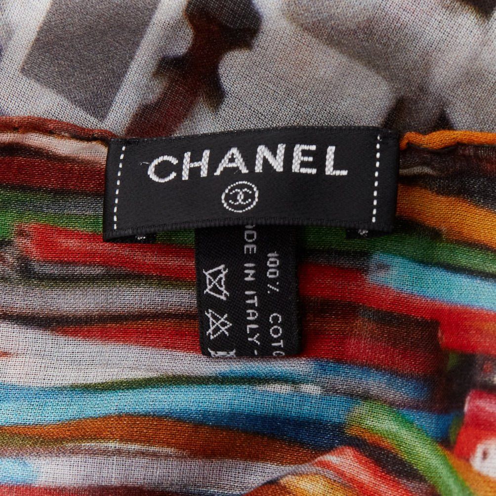 Chanel CHANEL multicolor 100% cotton CC logo data centre number print scarf Size ONE SIZE - 7 Thumbnail