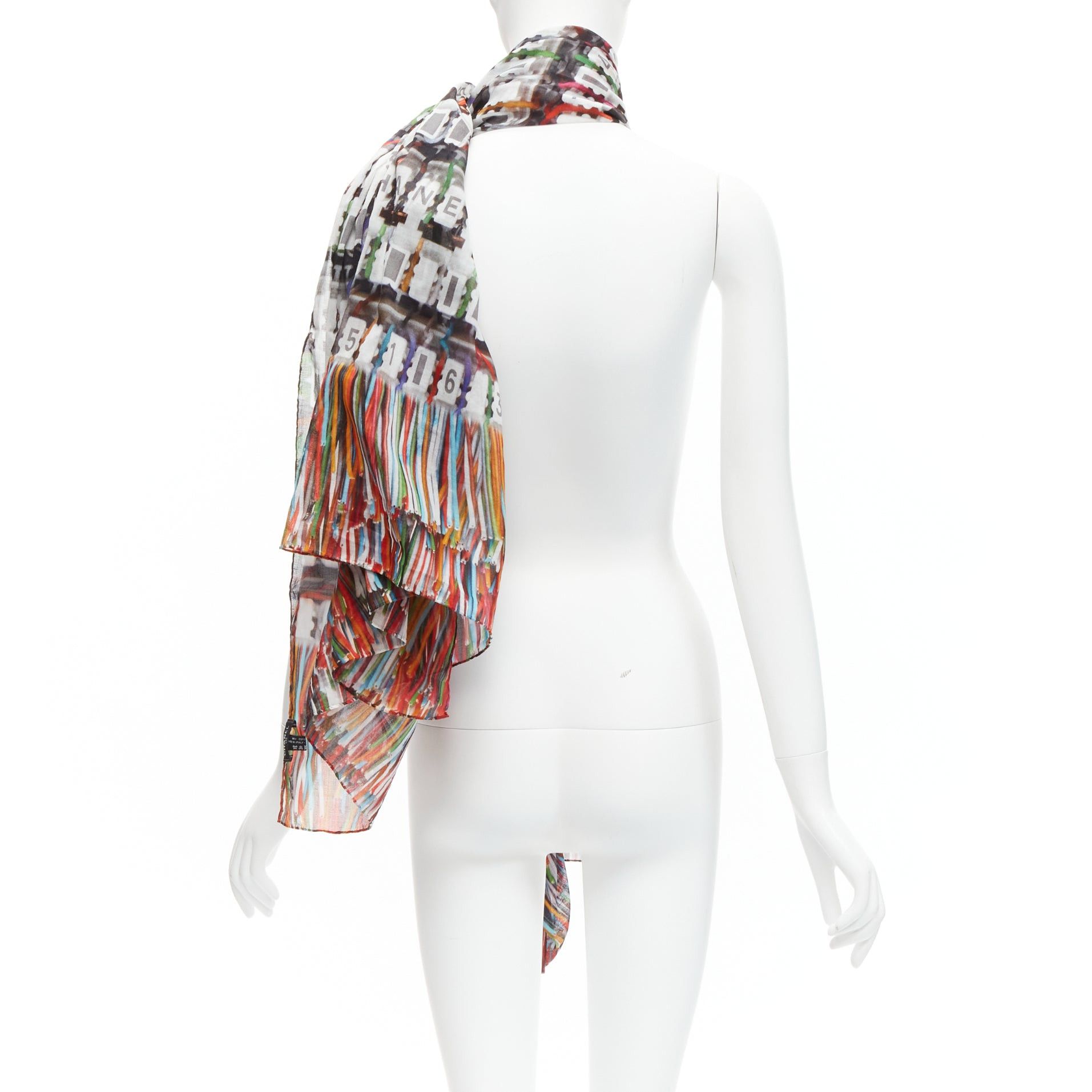 Chanel CHANEL multicolor 100% cotton CC logo data centre number print scarf Size ONE SIZE - 5 Thumbnail