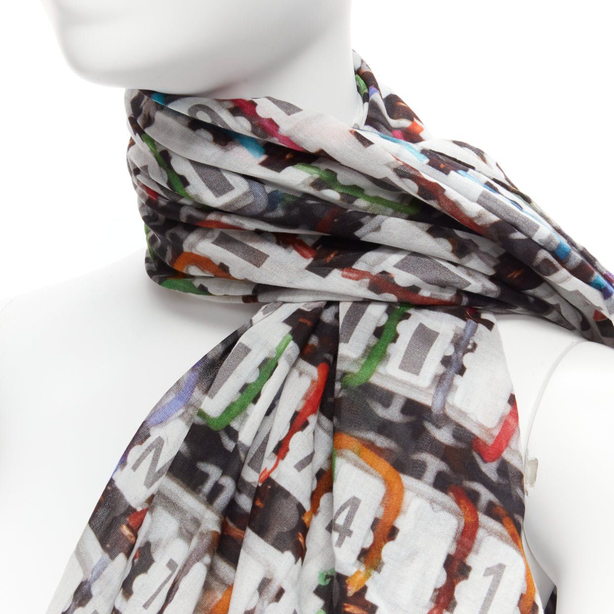 Chanel CHANEL multicolor 100% cotton CC logo data centre number print scarf Size ONE SIZE - 2 Thumbnail