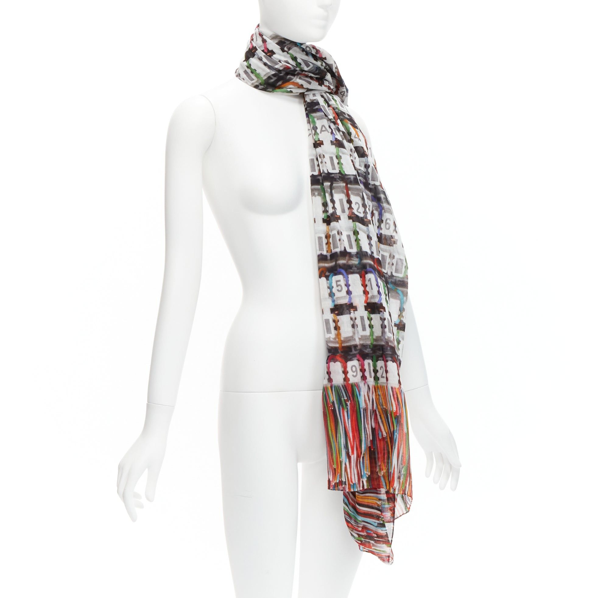 Chanel CHANEL multicolor 100% cotton CC logo data centre number print scarf Size ONE SIZE - 3 Thumbnail