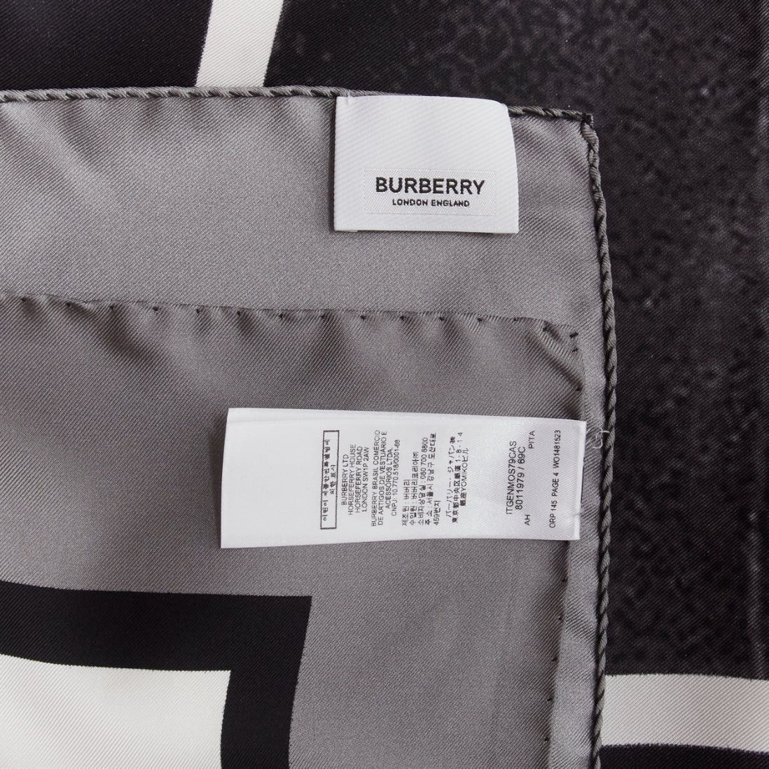 Burberry new BURBERRY Riccardo Tisci 100% silk London logo grey unicorn aristocrat print scarf Size ONE SIZE - 7 Thumbnail