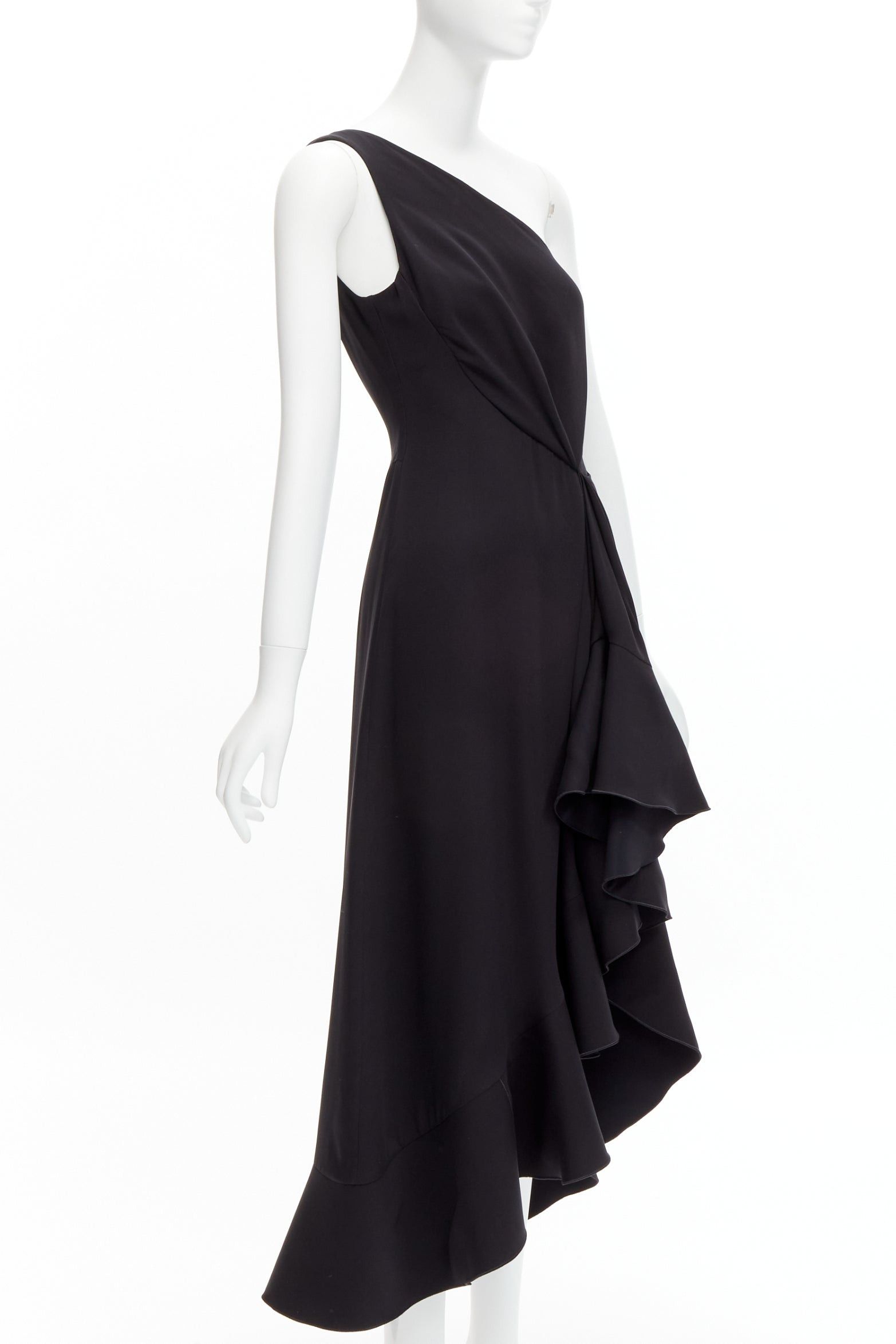Dion Lee DION LEE black 100% silk one shoulder drape front asymmetric ruffle dress AUS10 M Size M / US 6-8 / IT 42-44 - 3 Thumbnail
