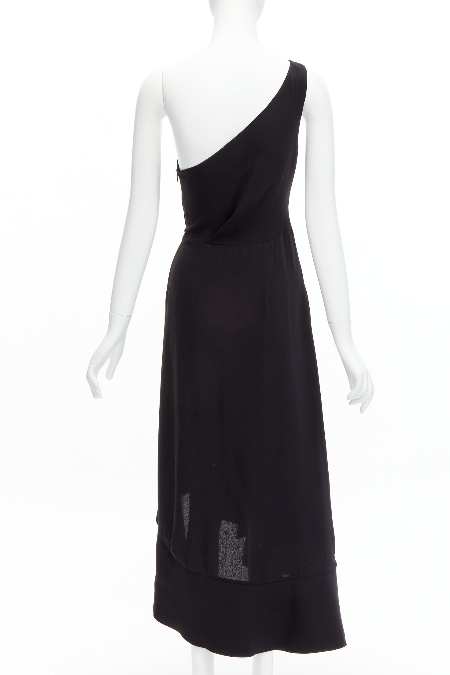 Dion Lee DION LEE black 100% silk one shoulder drape front asymmetric ruffle dress AUS10 M Size M / US 6-8 / IT 42-44 - 5 Thumbnail