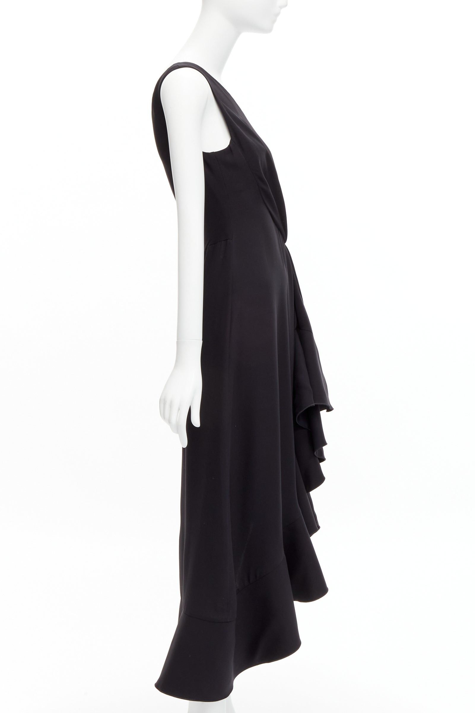 Dion Lee DION LEE black 100% silk one shoulder drape front asymmetric ruffle dress AUS10 M Size M / US 6-8 / IT 42-44 - 4 Thumbnail