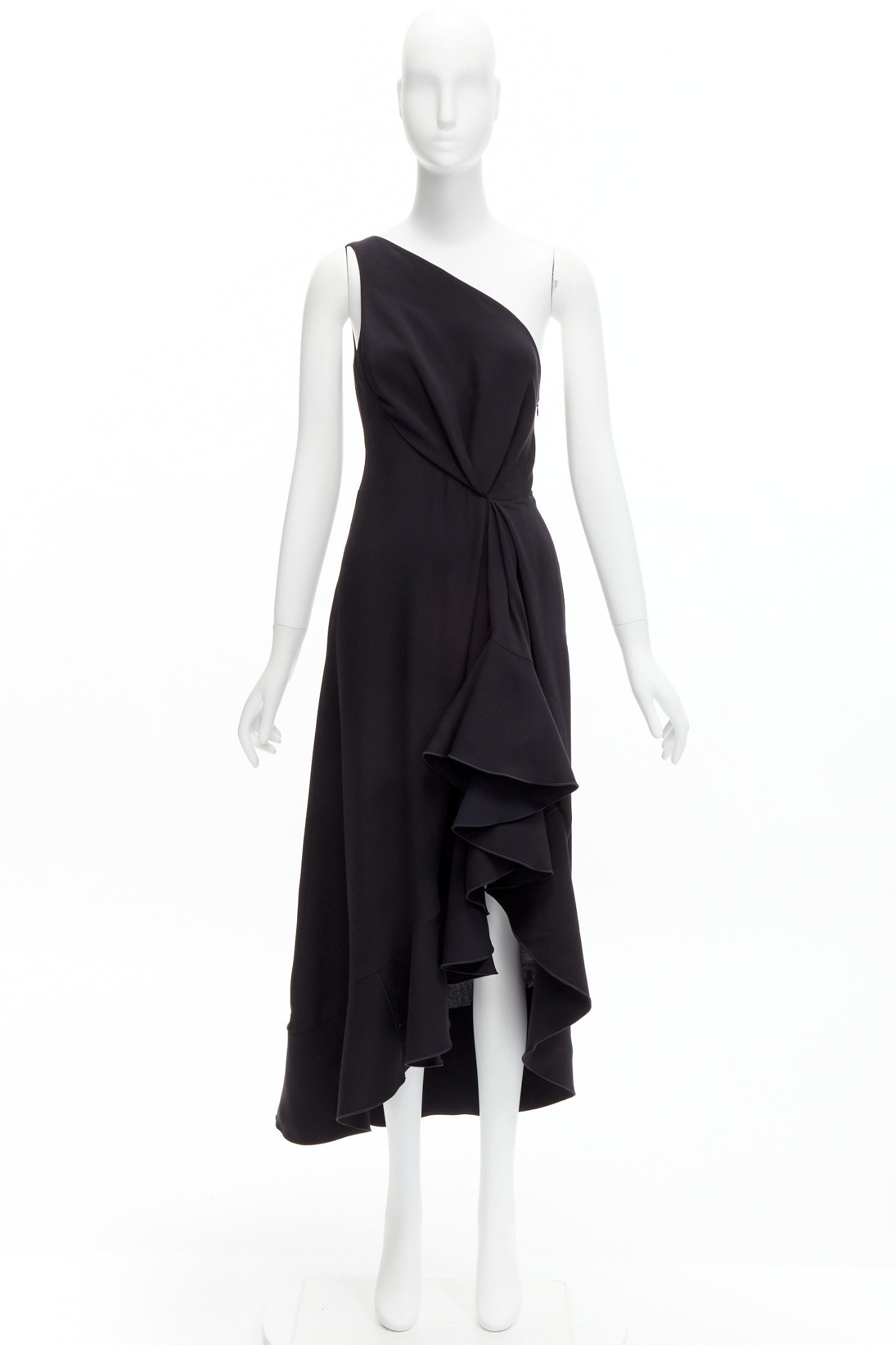 Dion Lee DION LEE black 100% silk one shoulder drape front asymmetric ruffle dress AUS10 M Size M / US 6-8 / IT 42-44 - 9 Thumbnail