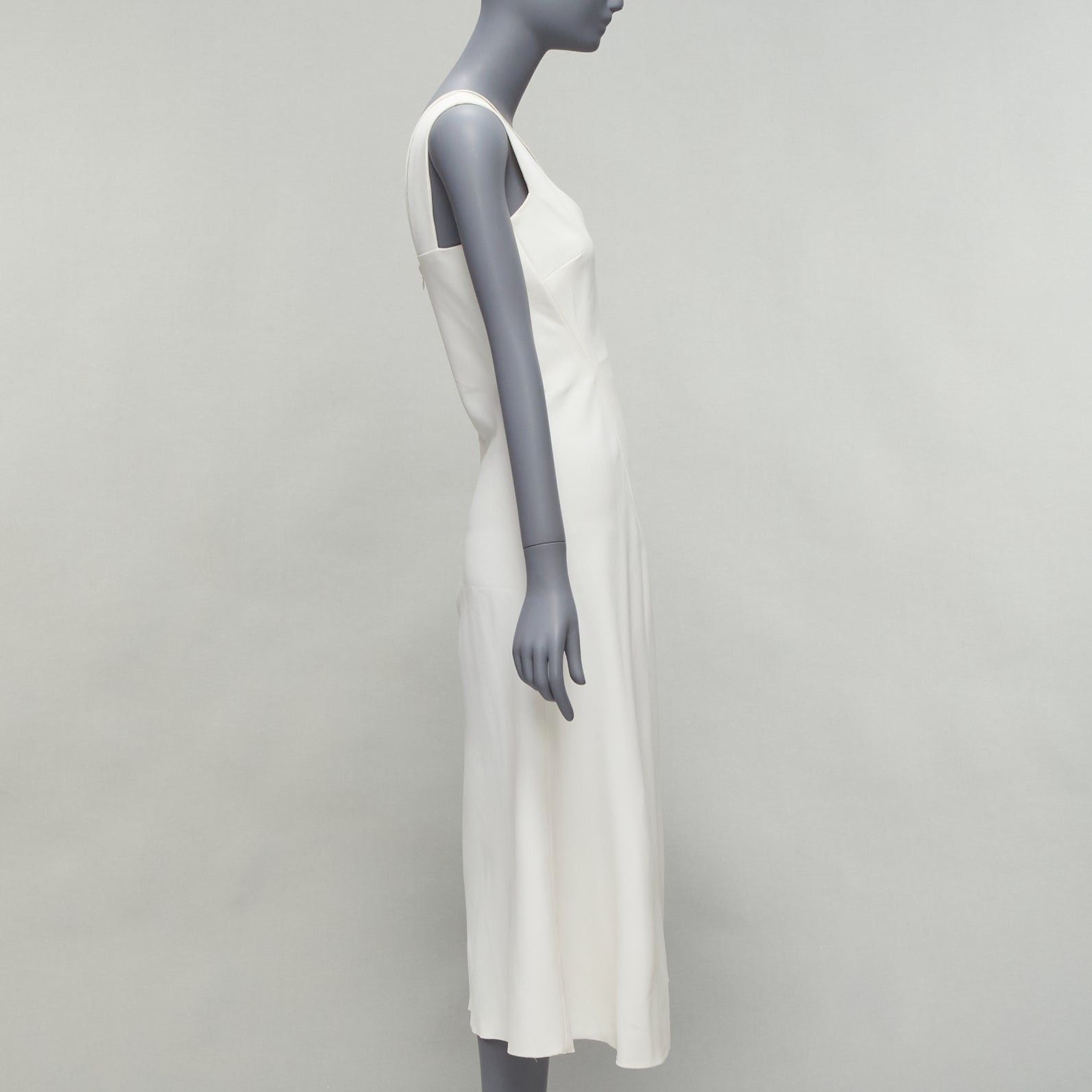 Victoria Beckham VICTORIA BECKHAM white asymmetric straps bias cut A-line knee dress UK8 S Size S / US 4 / IT 40 - 4 Thumbnail