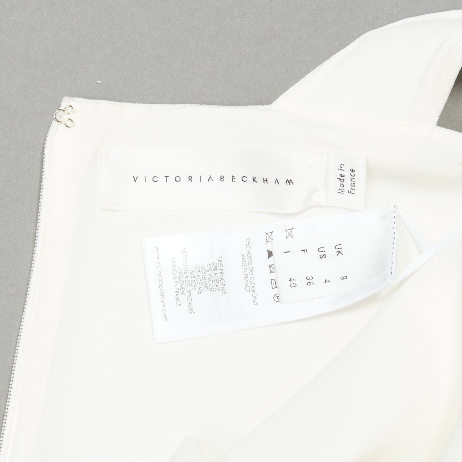 Victoria Beckham VICTORIA BECKHAM white asymmetric straps bias cut A-line knee dress UK8 S Size S / US 4 / IT 40 - 9 Thumbnail