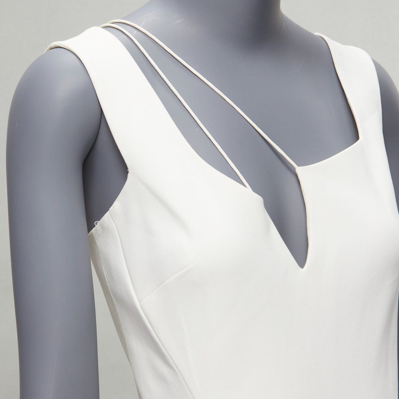 Victoria Beckham VICTORIA BECKHAM white asymmetric straps bias cut A-line knee dress UK8 S Size S / US 4 / IT 40 - 2 Thumbnail