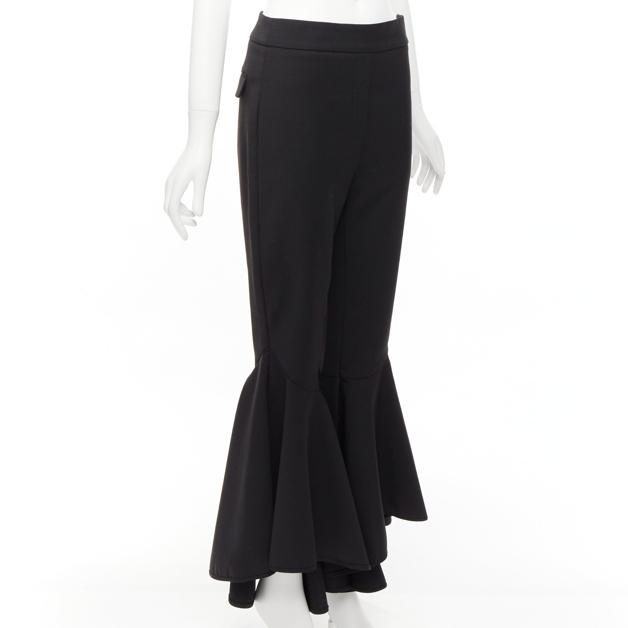 ELLERY ELLERY black virgin wool blend cropped cascared flared pants US8 L Size 30" / US 8 / IT 44 - 3 Thumbnail