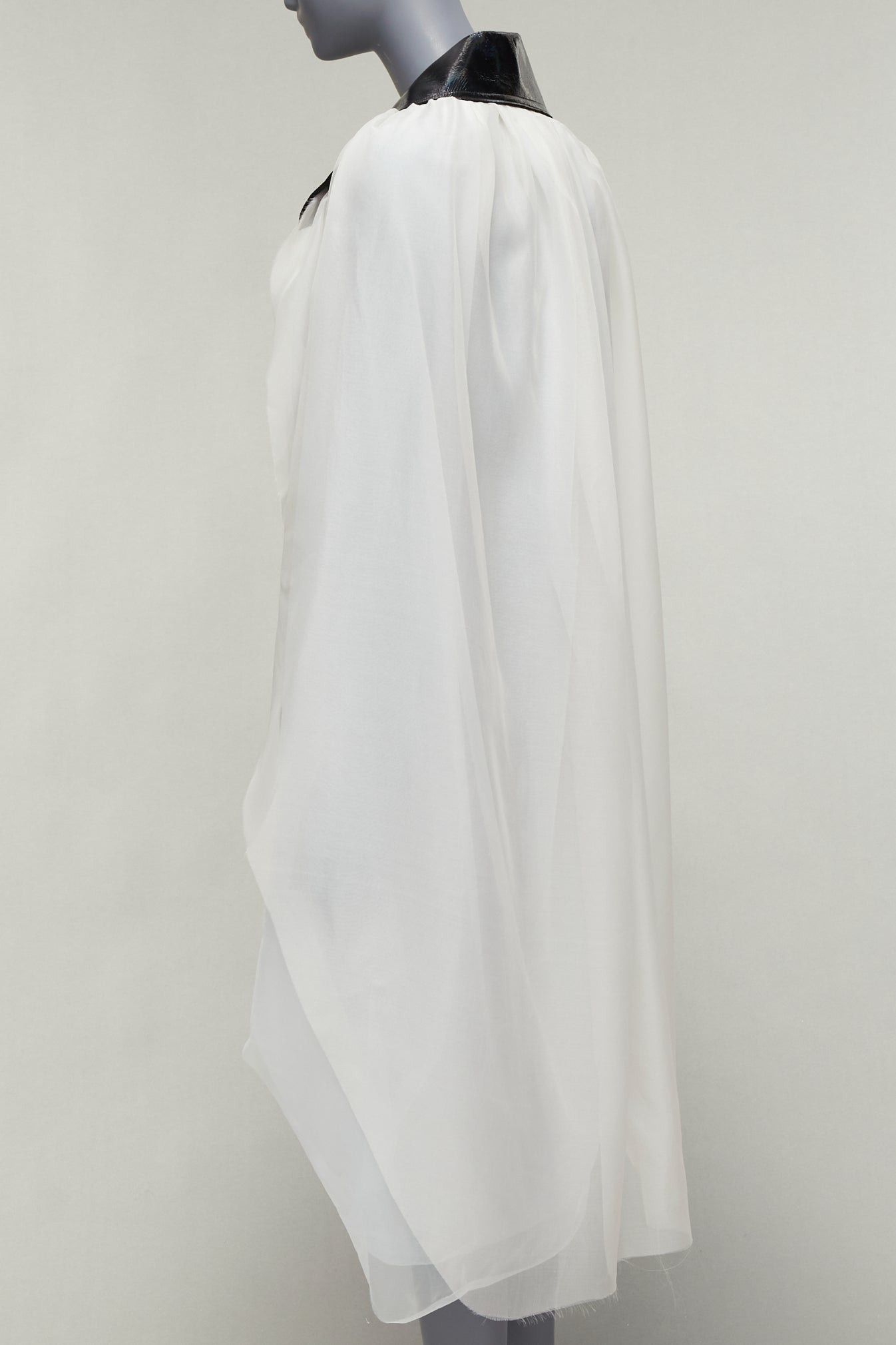 Maticevski MATICEVSKI 2019 Focus white 100% silk patent collar high low cape AU8 M Size M / US 6-8 / IT 42-44 - 6 Thumbnail